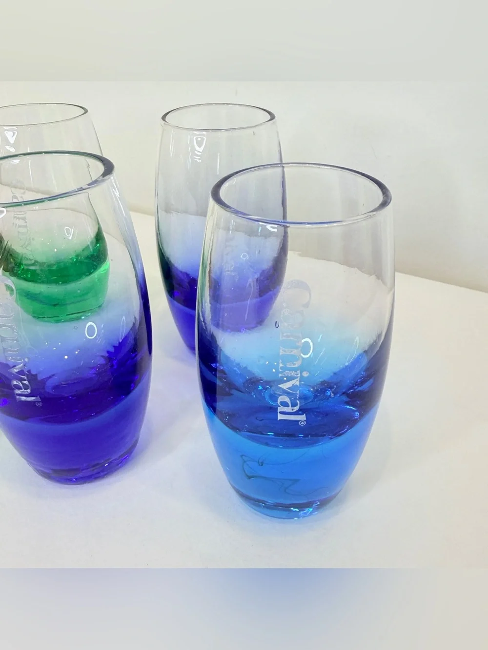7 Carnival Cruise Line Rainbow 2 oz. Shot Glasses Heavy Base